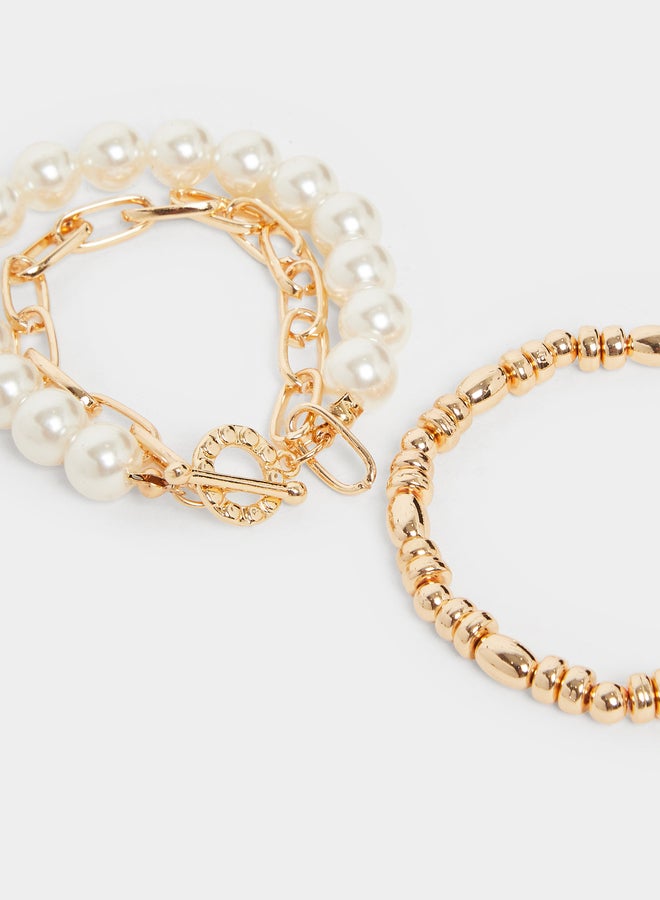 ستايلي طقم أساور مزينة بخرز من 4 قطع - Image 1